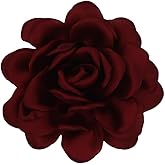 Dainty Satin Fabric Rose Flower Large Brooch Pin Handmade Big Camellia Brooch Lapel Pins Wedding Party Dance Banquet Dress Suit Ceremony Clothes Accessories Jewelry Gifts for Women (Claret)