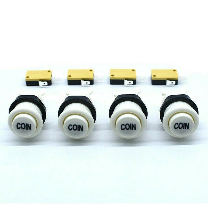 Arcity 4 Pcs/Lot Arcade Game Coin Push Button Start American with Microswitch Jamma MAME Machine Console Parts White New