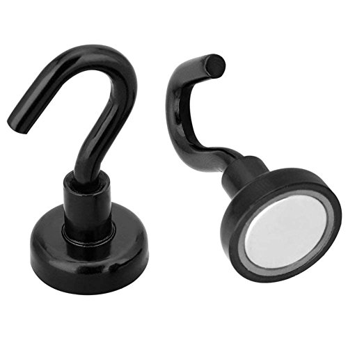 AUTIDEFY Magnetic Hooks,48 Pound Heavy Duty Strong Powerful Hanging Hooks for Kitchen/Bathroom/Bedroom/Garage/Lockers/Office (Black)