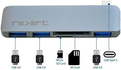 Revert USB C 3.1 Thunderbolt Combo Hub Adapter for New Apple 12 inch MacBook / 13 inch 15 inch MacBook pro 2016 2017 / MacBook AIR Multiport USB Dongle/Micro SD Memory Card Reader Space Gray