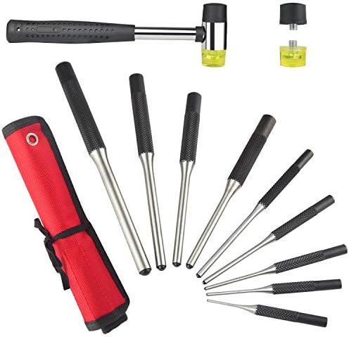 Twod Roll Pin Punch Set with Storage Pouch, 9 Piece Steel Removal Tool Kit for Jewelry, Watches,Rifle Pins with Holder