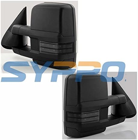 Nova Towing Mirrors Fit For 14-17 Chevy Silverado 1500 2500 3500 GMC Sierra Power Heated with Clearance Lamp Backup Lamp Manual Telescoping BLACK Housing