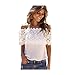 YANG-YI Fashion Women Sexy Off Shoulder Tops Lace Crochet Chiffon Shirt