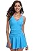 SHEKINI Women's One Piece Skirt Swimsuit Ruched Retro Swimdress Bathing Suit