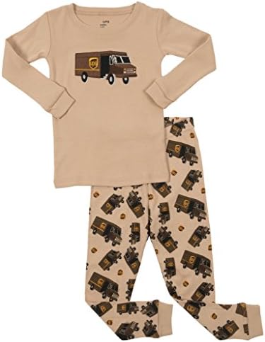 Leveret UPS Truck Kids & Toddler Pajamas Boys Girls 2 Piece Pjs Set 100% Cotton Sleepwear (2-14 Years)