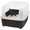 Iris Ohyama, Cat litter tray with high sides, no litter spill, removable high rim, entrance height: 15 cm, scoop…
