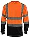 L&M Hi Vis Class 3 T Shirt Reflective Safety Lime Orange Short Long Sleeve HIGH Visibility, Black Bottom (Orange_L, X-Large)