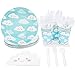 Juvale Disposable Dinnerware Set - Serves 24 - Cute Clouds Design, Kids Birthday, Baby Shower Parties, Includes Plastic Knives, Spoons, Forks, Paper Plates, Die-Cut Cloud Napkins, Cups, Sky Blue