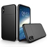iPhone XS Max Case with Card Slot, Soft TPU + Hard