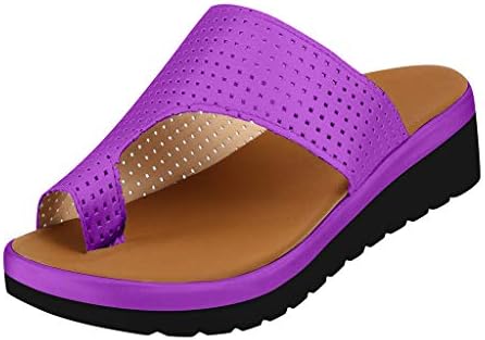 Topassion Comfy Clip Toe Sandals for Women Thick Bottomed Sandal Shoes Wedge Heel Sandals Clip Toe Summer Beach Shoes Open Toe Beach Thong Sandals Summer Folk Bohemia Shoes