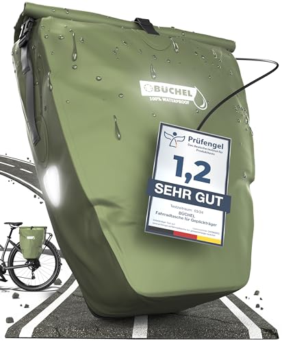 Büchel Fahrradtasche für Gepäckträger I 25.4 L - 100% Wasserdicht I mit Tragegriff und Schultergurt I fahrradtasche gepäckträger, gepäckträgertasche,