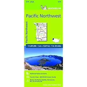 Michelin Pazifik Nord-West: Straßen- und Tourismuskarte 1:1.267.200: 171 Landkaart – Gevouwen Kaart, 3 februari 2016