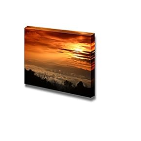 Canvas Prints Wall Art - Sunrise on The Mountain with Fog | Modern Wall Decor/Home Decoration Stretched Gallery Canvas Wrap Giclee Print. Ready to Hang - 12" x 18"