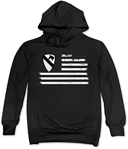 1st Cavalry Division USA Flag Outwear Pullover Hoodie Sweatshirt For Mens Black