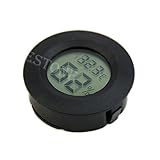 Amrka Mini Indoor Outdoor LCD Hygrometer Humidity Thermometer Round Temperature Meter (Black)