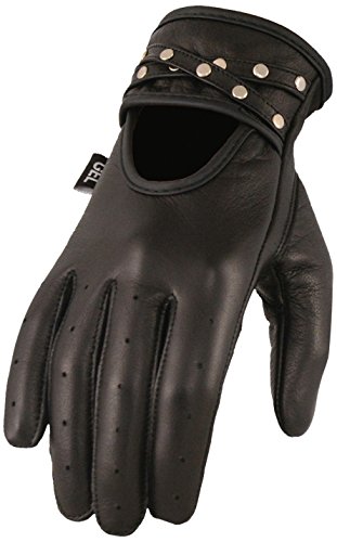 Milwaukee Leather Women's Leather Driving Gloves with Gel Pam and Studs (Black, XXX-Large)