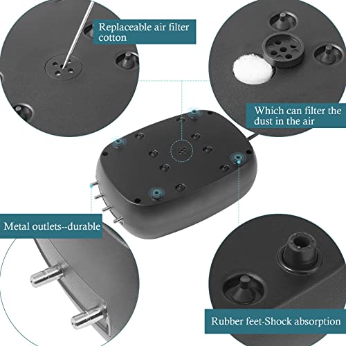 HITOP 10W Powerful Aquarium Air Pump 4Outlets 320GPH Air Pump for