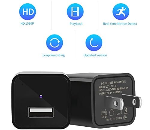 Hoicmoic Hidden Camera, 1080P HD Spy Camera USB Wall Charger, Nanny Spy Camera Adapter Support 32GB Micro SD Card (not included)