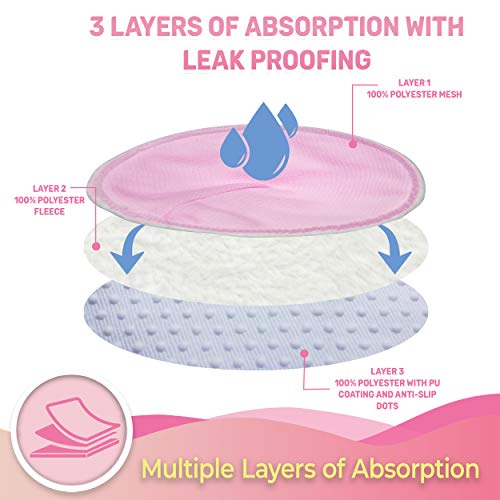 Anti-Split Highly Absorbent Reusable Nursing Pads (8-Pack) Contoured Shape, Fits Breast All Shapes & Sizes Comes with Laundry Bag