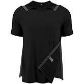 Post Shoulder Surgery Shirts for Men Full Snap Open Tear Away Short Sleeve T Shirt Chemo Port Access Tee Rotator Cuff Surgery