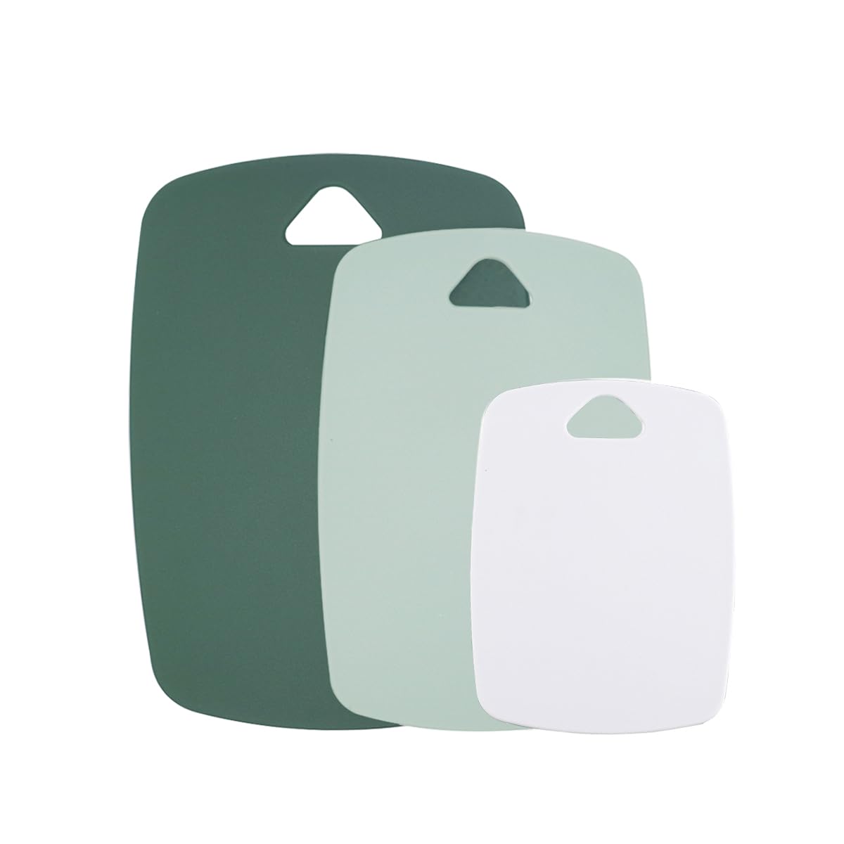 AKINOYAMA Plastic Chopping Board Set of 3, Chopping Boards for Kitchens with Grip Handle, BPA Free, Dishwasher Safe Cutting Boards, Multi Colour Chopping Board Set (Green)