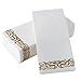 Bloomingoods Disposable Linen-Feel Guest Towels - Decorative White Hand Towels, Gold Floral Cloth-Like Paper Napkins - Case of 1000 (Bulk Packaging)