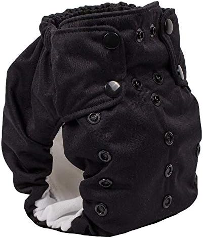 No Prep Organic Cloth Diaper – Smart Bottoms Dream Diaper 2.0 – Washable, Reusable – Natural Fiber Interior (Basic Black)