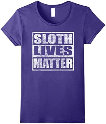 Women's Sloth Lives Matter T-Shirt Vintage Distressed Shirt Small Purple