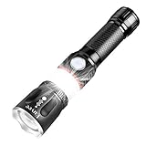 Tactical Flashlight Rechargeable Led Flash light Zoomable Magnetic 360° COB Waterproof Work Light 4 Light Modes Super Bright for Outdoor Camping, Hiking, Emergency, Repairing Black