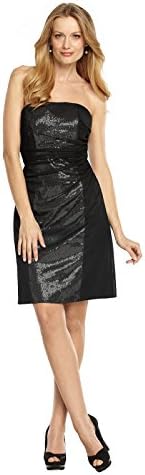 Women's Cocktail Length Strapless Mesh Dress w/ Sequin Detail by After Six - Black - Size 10