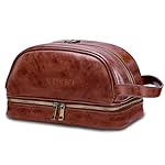 KIPOZI Leather Toiletry Bag Men Travel Toiletry Organizer Shaving Dopp Kit for Business Trips Vacations Sport