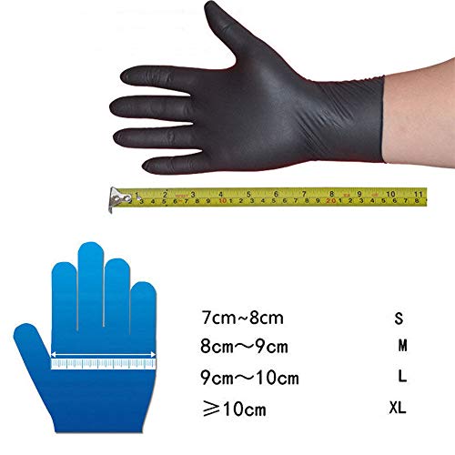 Pausseo Black Disposable Nitrile Gloves Set - Comfortable Rubber Latex Powder Free Medical Exam Tattoos Piercing Glove Kit - 10/50/100 - Pack - Thumbnail 4