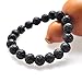 10mm Natural Semi Precious Stone Elastic Beaded Bracelet For 6 - 7.4 Inch Wrist Men Women (Lava Rock)