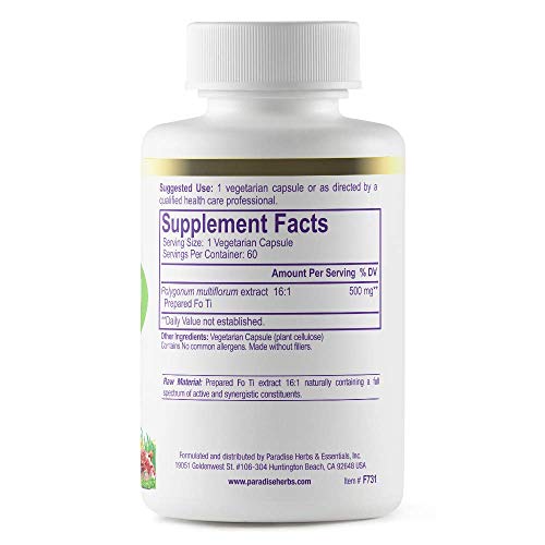 Paradise Fo Ti/He Shou Wu | Prepared Shou Wu | Super Concentrated | Hair and Skin Herb |Traditionally Used for Healthy and Natural Hair Color and Radiance | 60 Vegetarian Capsules - Thumbnail 4