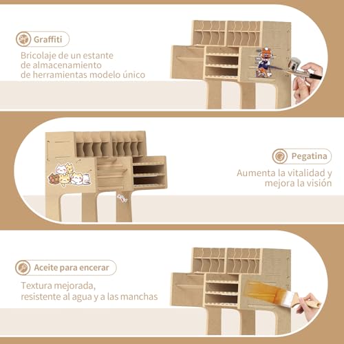 Bucasso Wooden Organizer Rack for Model Making with MDF Material, Paint Rack, Screwdriver/Brush Holder, for Tamiya Paints and Tools, GK1