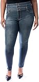 Eunina Women's Plus Size High Waisted Stretch Skinny Jeans Dark Blue