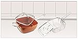 Copper Pan, 4 Piece. Square Pan With Round Handle, Glass Lid, Steamer, Frying Basket, Steamer Stands, Induction Base Non Stick, Dish Washer Safe