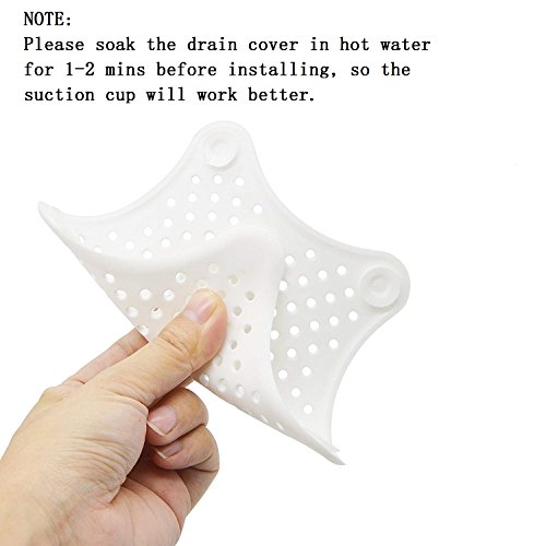 Awekris Shower Drain Hair Catcher, Hair Stopper for Bathroom Bathtub and Kitchen, Rubber Sink Strainer,White & Blue Starfish Shaped (4 Pack) - Thumbnail 5