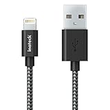 [Apple MFi Certified] Inateck 6ft/ 1.8m Nylon Braided Lightning to USB Cable, Charging Cord with Heat-Resistant Connector for Apple iPhone 7/ 7 Plus/ 6s/ 6s Plus/ iPad - Black