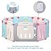 POTBY Foldable Baby Playpen 14 Panel Activity Center Safety Playard with Lock Door,Kid's Fence Indoor Outdoor,Free Installation,Double Layer Clasp and Anti-Slip Base for Children 10 months~6 Years Old