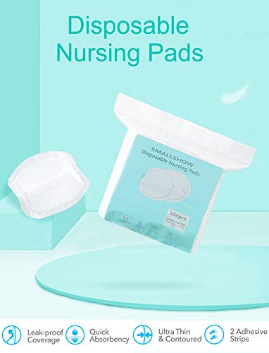 Smallshow Disposable Nursing Pads Thin Stay Dry Breast Pads,100 Count