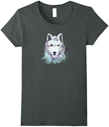 Womens White Ghost Wolf | Wild Game Shirt | Nature Art| Dire Wolf Small Dark Heather