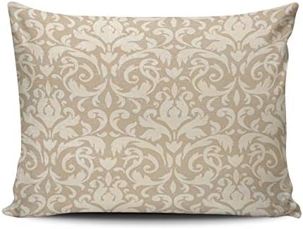 XIUBA Pillowcases Beige Classic Damask Customizable Cushion Decorative Rectangle 20X26 inch Standard Size Throw Pillow Cover Case Hidden Zipper One Sided Design Printed