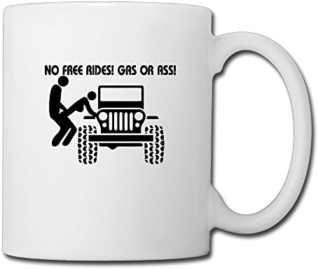 Cool No Free Rides Jeep Grille Logo Ceramic Coffee Mug, Tea Cup | Best Gift For Men, Women And Kids - 13.5 Oz, White