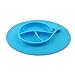 Silicon Suction Placemat and Plate for Kids, Toddlers, Children, and Babies. Perfect for feeding in a highchair, BPA Free, Built in Bowl (Blue)