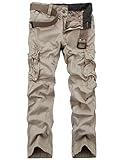 WenVen Men's Washed Cotton Military Casual Cargo Pants
