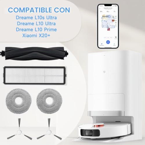 Accessories for Dreame L10s Ultra/L10 Ultra/L10 Prime/Gen 2/Xiaomi X20+/X10+,4 Dust Bags 4 Scrubbing Pads 1 Main Brush 4 Filters 4 Side Brushes