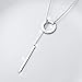 Long Necklace 925 Sterling Silver Adjustable Round Circle Y Shaped Lariat Necklace for Women, 22