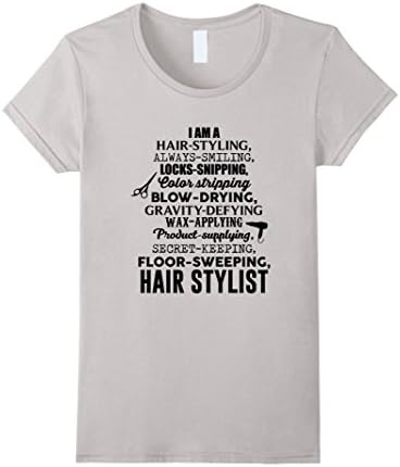 Women's Hair Stylist Job Description Tee Medium Silver