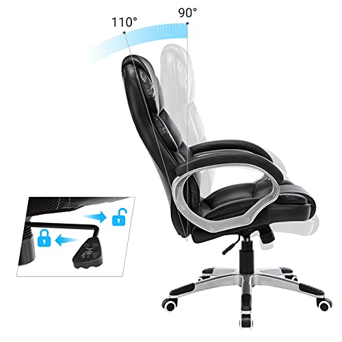 Songmics Office Chair Swivel Office Chair, Max. Load Capacity 150 Kg, Black Obg24B